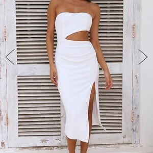 Hello Molly white midi dress